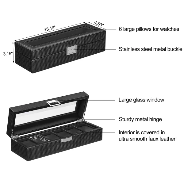 Leather Watch Box with Locking - Image 3